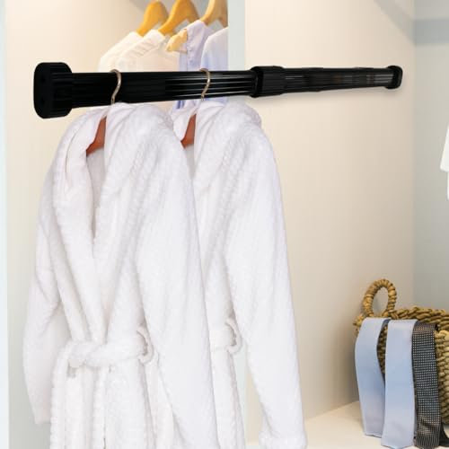 Beyeutao Black Closet Rod Pull Out Rod for Closets Hanging Valet Rod 16-27 Aluminum Alloy Closet Rod Extender Hang Up Clothes Ties Scarves Sturdy and Stable Closet Accessories