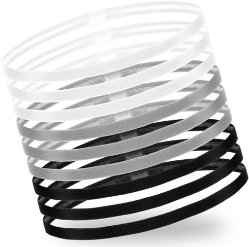 HJZHII Lot de 9 bandeaux élastiques pour le sport, fins, pour homme, enfant, garçon, antidérapant, pour le yoga, le football, le jogging, les hommes et les femmes