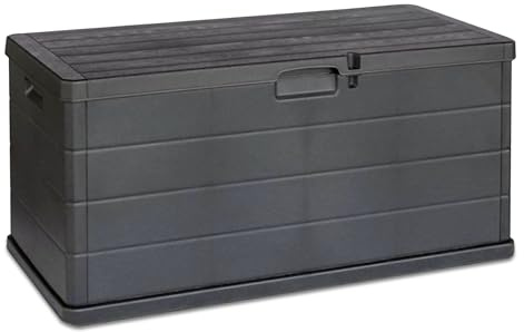 TIENDA EURASIA – Baul Almacenaje Exterior | Color Antracita | Material Polipropileno (PP) | Arcon Jardin Exterior | Tapa con Cerradura | Capacidad 170 y 340 Litros (118 x 59 x 57 cm - 340 Litros)