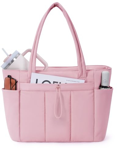 Wandering Nature Tote Bag for Women with Zip Large Capacity Shoulder Handbag with 15.6 Inch Laptop Compartment and 40oz Water Bottle Pocket for Work School Travel