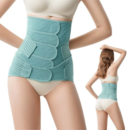 Ceinture de Grossesse Post-partum avec Bande Pelvienne – Ventre Plat et Soutien Abdominal Réglable pour Accouchement Voie Basse & Césarienne – Gainage Minceur Seamless pour Quotidien & Sport (Grün)