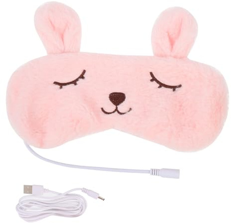 GLEAVI Antifaz USB Calefacción para Ojos 3D Diseño de Oso Rosa Cubierta Cálida y Transpirable para Dormir Almohadilla Ocular de Vapor para Aliviar Fatiga y Cuidado Personal