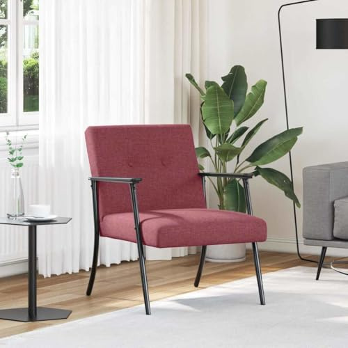 mzdioop Fåtölj vinrött tyg med ergonomiskt ryggstöd och armstöd, bekväm sittmöbel för vardagsrum, sovrum eller kontor, modern loungestol med robust trä och