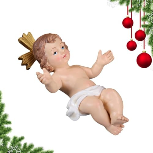 Jesus Child Figure Manger, Infant Jesus In Manger Figurine Harts julkrubba | Resin Christmas Nativity Figurer Heliga familjen Nativity Figur, julbord mittpunkt, realistisk detalj för ma