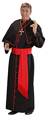 W WIDMANN MILANO Party Fashion - Disfraz de cardenal para hombre, traje de sacerdote con túnica, cinturón, gorro y mitra para carnaval