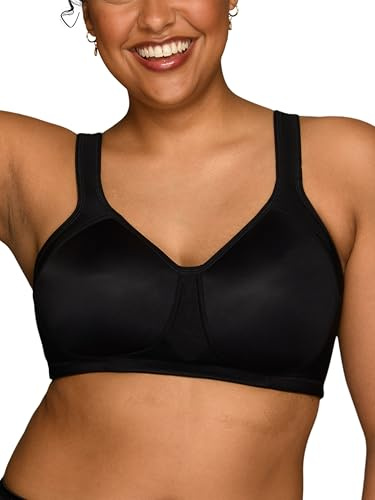 Vanity Fair womens Wireless Medium Impact Plus Size Padded Sports (36c-44ddd) Bra, Wireless - Black, 40C US