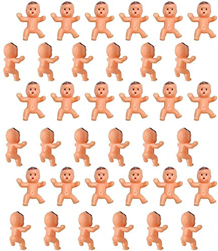 Bujingyun 36pcs Mini Plastic Babies for Baby Shower, ice Cube Game, Party Decorations, Baby Toys（Latin Color）