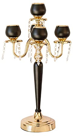 25-Inch Tall Gold and Black Metallic Candelabra Candle Holder | 25 Tall x 13 Wide Candlesticks Stand for Home Decor Wedding Party or Special Events Centerpiece Decorations Gift