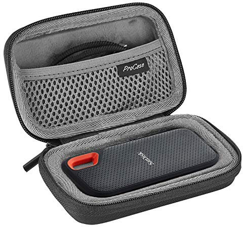 ProCase Estuche de Viaje para SanDisk Extreme 250GB/ 500GB/ 1TB/ 2TB SSD Portable SSD, Funda Rígida Antigolpes para Disco Duro Externo Unidad Estado Sólido Portátil -Negro