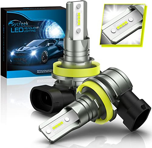 H11/H8/H9 LED-strålkastare, 16000 lm 6500 K vita mycket ljusa LED-strålkastare, IP68 vattentät allt-i-ett plug and play konverteringssats, 2 H11 glödlampor