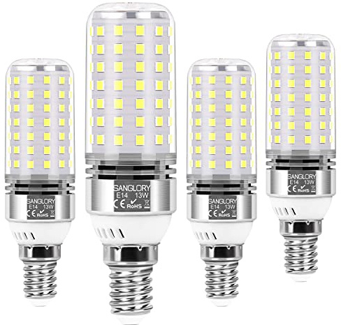 SanGlory 13W E14 LED Glühbirnen, 1400LM LED Lampe E14 Kaltweiß 6000K ersetzt 100W Halogenlampen, Leuchtmittel E14 LED Birne 360° Abstrahwinkel Energiesparlampe Nicht Dimmbar, 4er-Pack