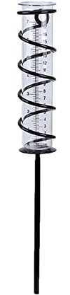 komsoup Regenmesser Für Garten, Regenmesser Aus Glas, Regenmesser Litermesser Mit Erdspieß, Outdoor Regenmesser, Abnehmbarer Niederschlagsmesser, Spiral Regenmesser Deko Für Garten Rasen Terrasse