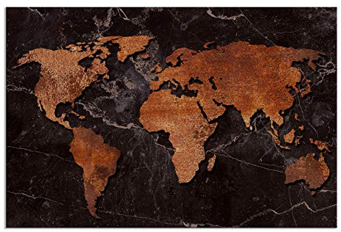 decomonkey - Tableau Acoustique Carte du Monde 120x80 1 Pièce - Impression sur Toile Décoration Maison Isolation Peinture Image Phonique Déco Bureau Fond de texture de carte du monde continents