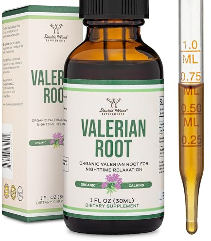 Valerian Root Drops for Sleep - Organic Valerian Root Tincture Extract 168mg - 1 FL OZ, 30 Servings (Better Absorbed Than Capsules, Enhances Valerian Root Tea) for Relaxation and Calm by Double Wood