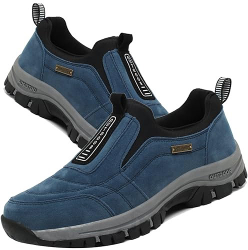 Aocase Chaussures orthopédiques pour Hommes sans Lacets Baskets de randonnée en Plein air Mocassin sans Lacet Chaussures légères pour Le Travail,Bleu,45/275mm