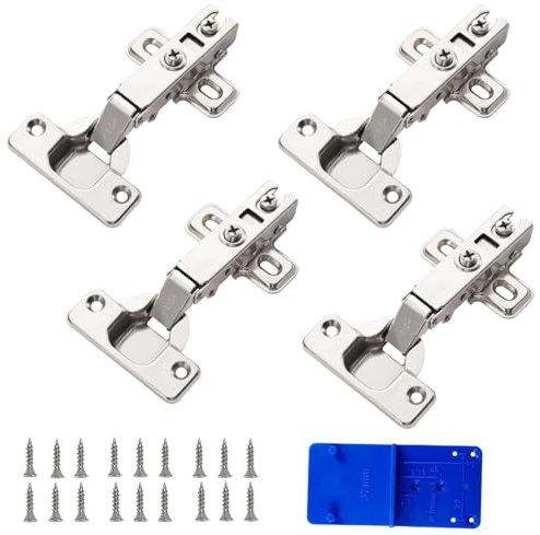 4 pcs 110° Bisagras de Muebles, Bisagras Puertas Cocina, Amortiguación Integrada Bisagra, Bisagra con Amortiguador Cierre Automático, para Muebles, puerta de armario, armario de cocina