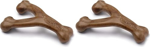 Benebone Indestructible Wishbone Dog Chew Toy for Aggressive Chewers, Long Lasting Tough Boredom Breaker for Dogs, Real Bacon Flavour, For Small Dogs, Made in the USA. (Pack of 2)