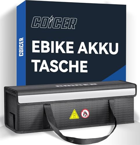 Coicer E-Bike Akku Tasche Feuerfeste, Schutz Feuerfeste Box für Akkus Explosionsgeschützte Lipo Fahrrad, Safe Bag Ebike, Akku Schutzhülle Große Batterieaufbewahrung Zubehör (L-51.8X14.5X15 cm