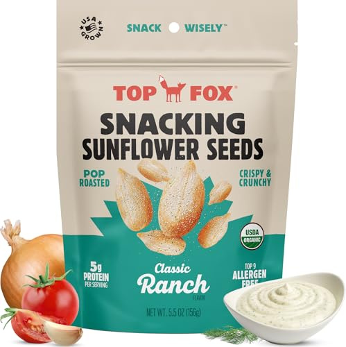 Top Fox Snacks Ranch Sunflower Seeds To Eat (5.5 oz, Pack of 6) – Keto Friendly Snacks, Allergen Free Snacks, Gluten Free Snacks, Protein Snacks, Keto Snacks, Paleo, & Vegan - Organic