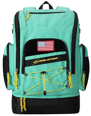 Maelstrom Swim Backpack,35L Swimming Bag with Separate Shoes Compartment,Swim Gear Bag for Beach,Athlete Sports Gym Rucksack for Men and Women (Aqua Blue)