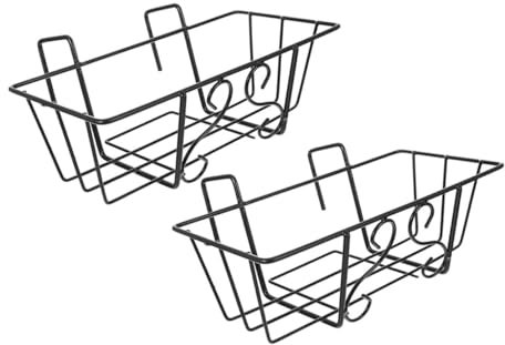 Gogogmee Data [ Porta Piante Da Balcone in Ferro Nero, Supporto Sospeso Per Fioriere Da Esterno, Set Da 2 Porta Vasi Per Piante Succulente e Fiori, Facile Da Appendere Per Balconi e Giardini