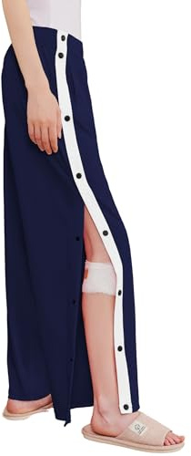 Deyeek Pantalon de survêtement détachable pour femme avec poches latérales fendues et boutons-pression