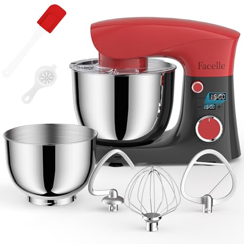 Impastatrice Planetaria Offerta 1500W, Facelle 5,5L & 4,5L Robot da Cucina Multifunzione, 10+P Impastatrice a Spirale Professionale con Gancio per Impastare, Frusta Piatta, Frusta, Bassa Rumorosità