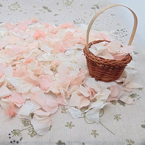 Vrai Pétales d'Hortensia Séchés Ivoire Rose Clair - Confettis de Mariage Biodégradables Fleurs séchées pour Lancer de Pétales et Décoration de Table Bohème Champêtre - 1L France (Multicolore)