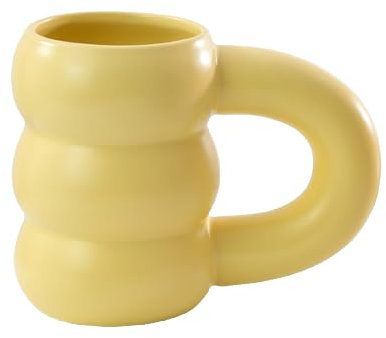 Taza de Cerámica Moderna Aesthetic Artesanal Calidad – Diseño Elegante, Cute, Bonito, Colores Estéticos – Ideal para Café, Té o Chocolate, Desayuno Y Regalo – Acabado Mate (Amarillo Terroso) (310ml)