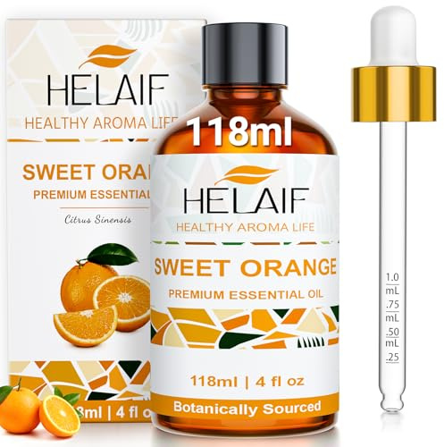 HELAIF Söt apelsin eterisk olja 118 ml Naturliga växtextrakt ger ljusare hudton Lämplig för aromaterapi hudvård ljustillverkning och utvärtes bruk