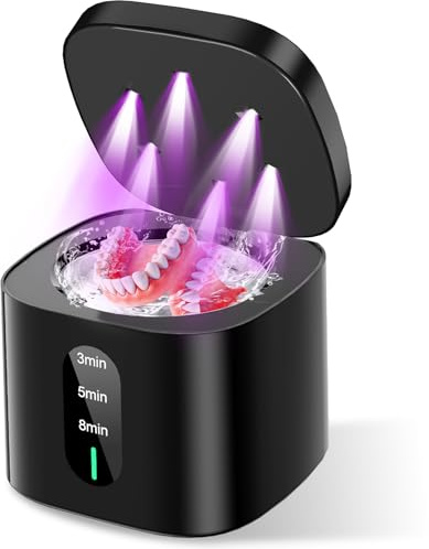 Máquina limpiadora de retenedores ultrasónicos mejorada, limpiador de dentaduras postizas de 45 kHz con temporizador digital, limpiador ultrasónico de 200 ml para aparatos ortopédicos, protectores