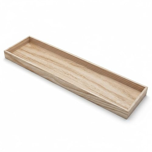 Vassoio per candele, rettangolare con bordo alto, 80 x 20 cm, XL lungo naturale, vassoio decorativo in legno, per Natale, Avvento, matrimonio, decorazione
