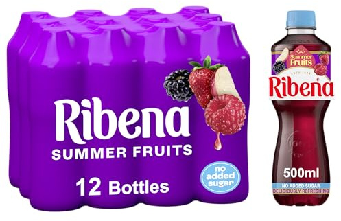 Ribena Summer Fruits Juice Drink No Added Sugar 500ml - Multipack of 12 | Real Fruit | Rich In Vitamin C | No Artificial Colours or Flavours | Tropical Refreshment | Ready To Drink | 100% Recycled
