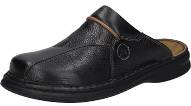 Josef Seibel Klaus Herren Clogs | Echtleder-Herrenschuhe für drinnen und draußen | Komfort-Schuhe aus Rindsleder, Schwarz (611 schwarz/cognac), 49 EU