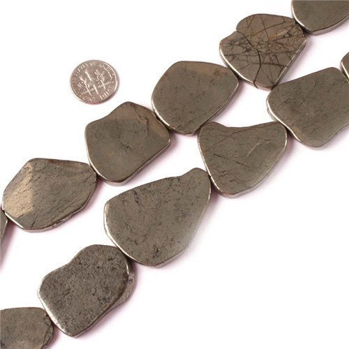 Sweet & Happy Girl's Store 30-40mm Chunk Gemstone Silver Pyrite Beads Strand 15 Inch Jewellery Making Beads