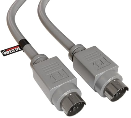 rhinocables - PS/2 Male to Male Data Cable | Durable Moulded Design | Optimal Signal Transmission | Plug-and-Play for PS2 Devices | Versatile Compatibility, Grey, 2m