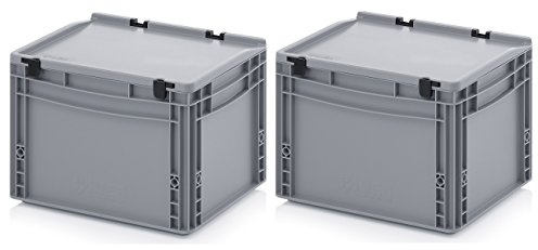 2 recipientes europeos de 40 x 30 x 28,5 cm con tapa con bisagra, incluye metro plegable