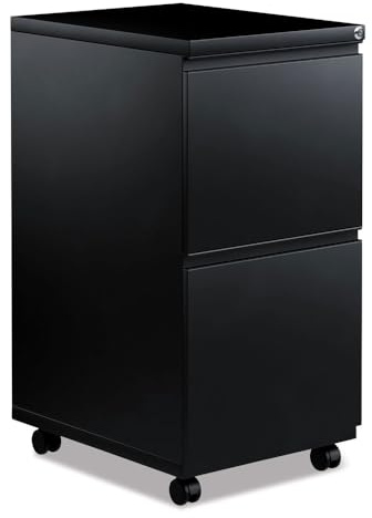 Alera PBFFBL Two-Drawer Metal Pedestal File with Full-Length Pull, 14 7/8w x 19 1/8d, Black