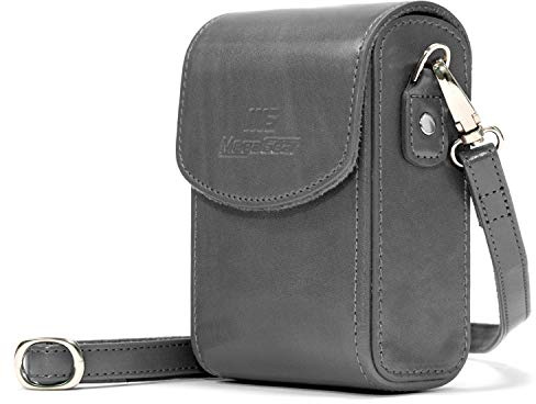 MegaGear MG1213 Panasonic Lumix DC-ZS70, DC-TZ90, DMC-LX10, DMC-ZS60, DMC-TZ80, DMC-ZS100, TZ100, TZ101 Leather Camera Case with Strap - Gray