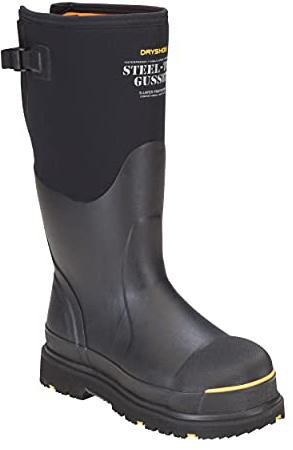 Dryshod Mens Steel-Toe Gusset Work Safety Boots | Waterproof | Slip Resistant | Rubber | Black | Size 12