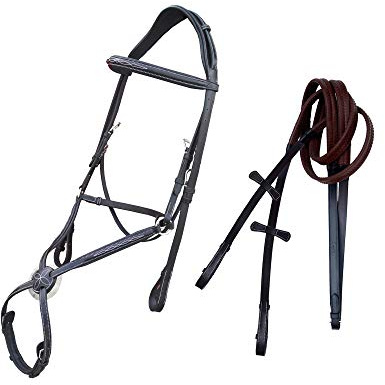 Exion Anatomic Soft Linned Mono Crown Raised Figure 8 Bridle with Rubber Reins | English Jumping Figure 8 Bridle