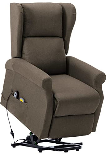 vidaXL Sillón TV Masaje con Sistema de Elevación Reclinable Silla Relax Mueble Balanceador Elevador Ergonómico Cómoda Fácil de Limpiar Tela Gris Taupe
