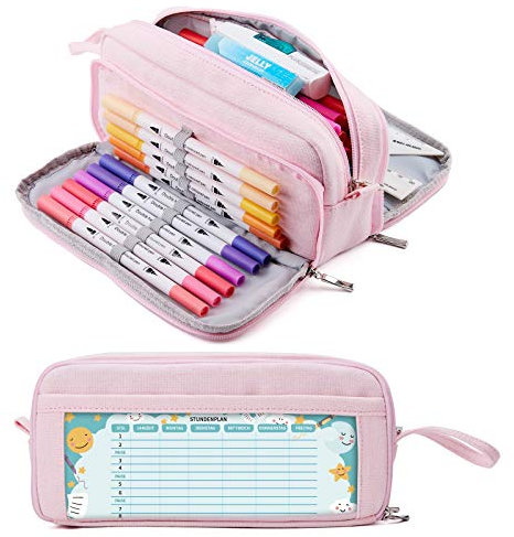 KALIDI Federmäppchen mit 3 Fächer Große Kapazität Mäppchen Federtasche Stiftetasche Pencil Case Bleistifttasche für Schule & Büro