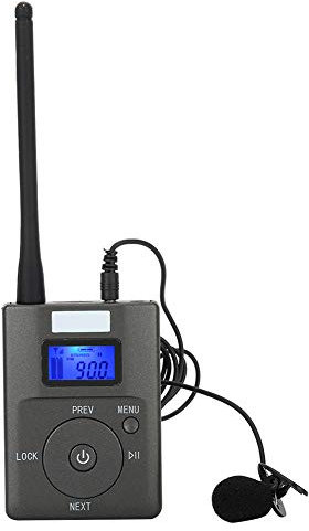 Kabelloser FM Transmitter, Stereo Audioadapter mit Digitalem LCD Display, Unterstützt TF Karte und AUX Eingang,1000 MAh Wiederaufladbarer FM Sender für Besprechungsraum/Campus/Reiseleiter