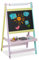 Relaxdays Pizarra Infantil Diseño Ceras, 2 en 1, Rollo de Papel, Pintar, Dibujar, Tablero Tizas, 90x56x42 cm, Multicolor, Fibras