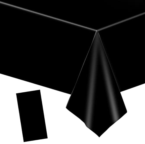 YAAVAAW 137x274cm Black Plastic Table Cloth Table Cover,Black Party Table Cloths Halloween Tablecover Table Decoration,Tablecloth Party for Kids Adults Birthday,Picnic,Dining,Halloween Party
