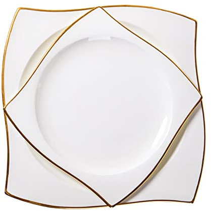 Assiette À Dessert En Porcelaine, Assiette Plate À Tapas, Pates, Assiettes À Pizza, Assiettes À Petit-déjeuner, Assiettes À Pain, Bordure Dorée,Assiette Blanche En Porcelaine,2 Pièces Assiette en porc