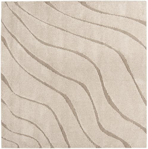 Safavieh Tappeto Zottelig per soggiorno, sala da pranzo, camera da letto, Florida Shag Collection, pelo alto, crema e beige, 122 x 122 cm