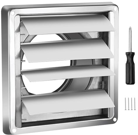 Lvjkes 304 Stainless Steel Ventilation Grille 125 mm with Insect Protection, Lockable Ventilation Grille, Prevent Blockages, Suitable for Places such as Cooker Hoods that Lead Directly Outwards