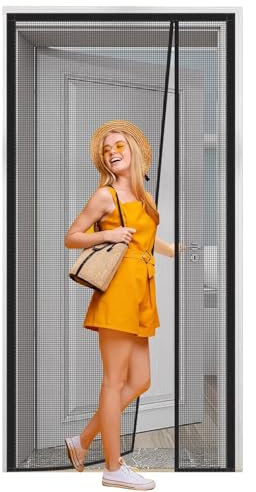 Insect Protection Door Curtain, 150x220cm Insect Protection Roller Blind self-Adhesive, Insect Protection Magnetic Fly Curtain for Balcony Door, Living Room Black